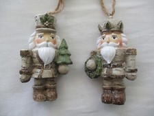 S/2 Prince of the Forest Nutcrackers Holding Tree  Wreath Rustic Woodland Style
