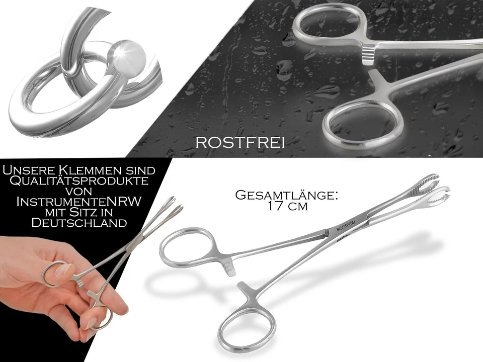 Piercingklemme Zange offen 17,0 cm Piercingzange Piercing Klemme Edelstahl - Bild 3 von 4