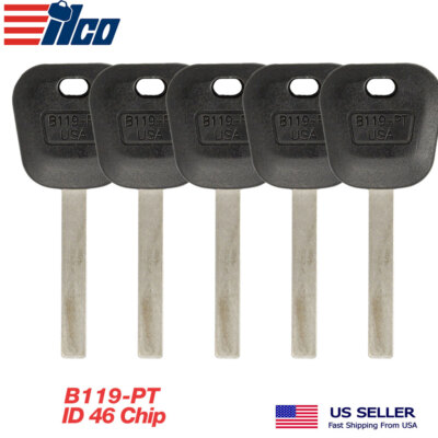 5X ILCO Transponder Key for GM B119-PT PHILIPS ID 46 GM EXT Chip