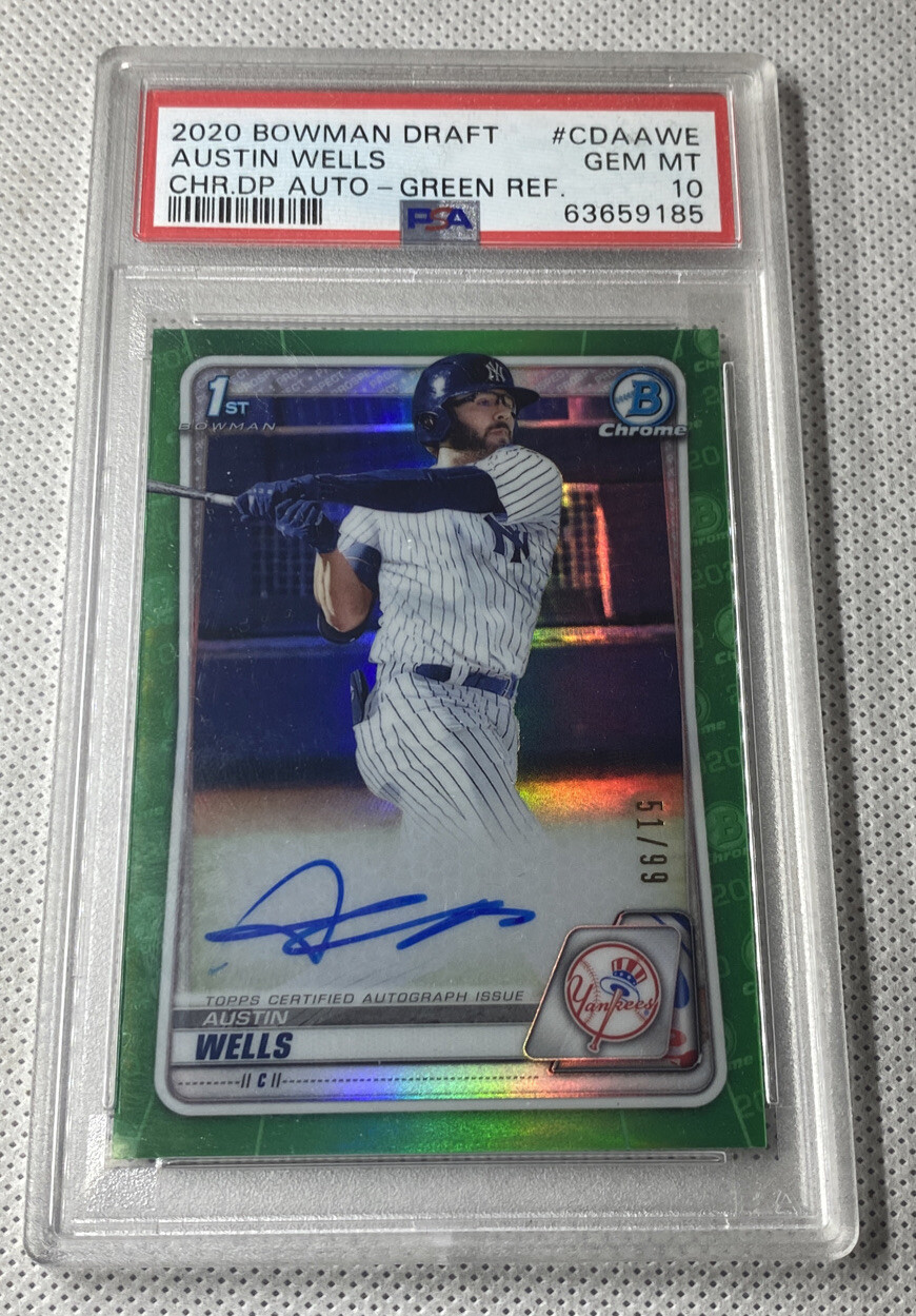 Austin Wells 2020 Bowman Draft Green Refractor Auto /99 CDA-AWE Psa 10