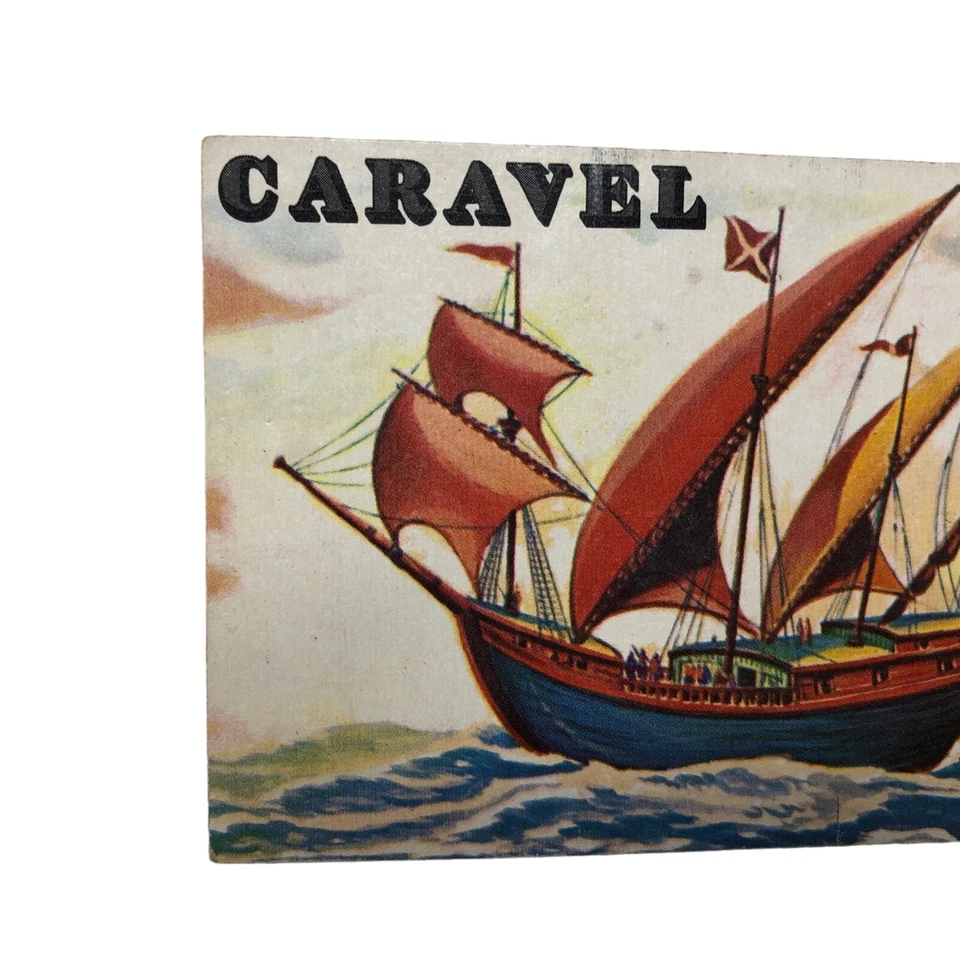 VTG 1955 Topps Rails and Sails # 134 Caravel 16th Century Light Vessel - Image 2 of 4