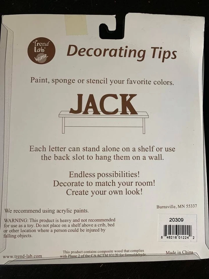 Trend Lab Marrón 6" Alto Letra, Letra I --Aspecto Clásico NUEVO Foto 3 de 3