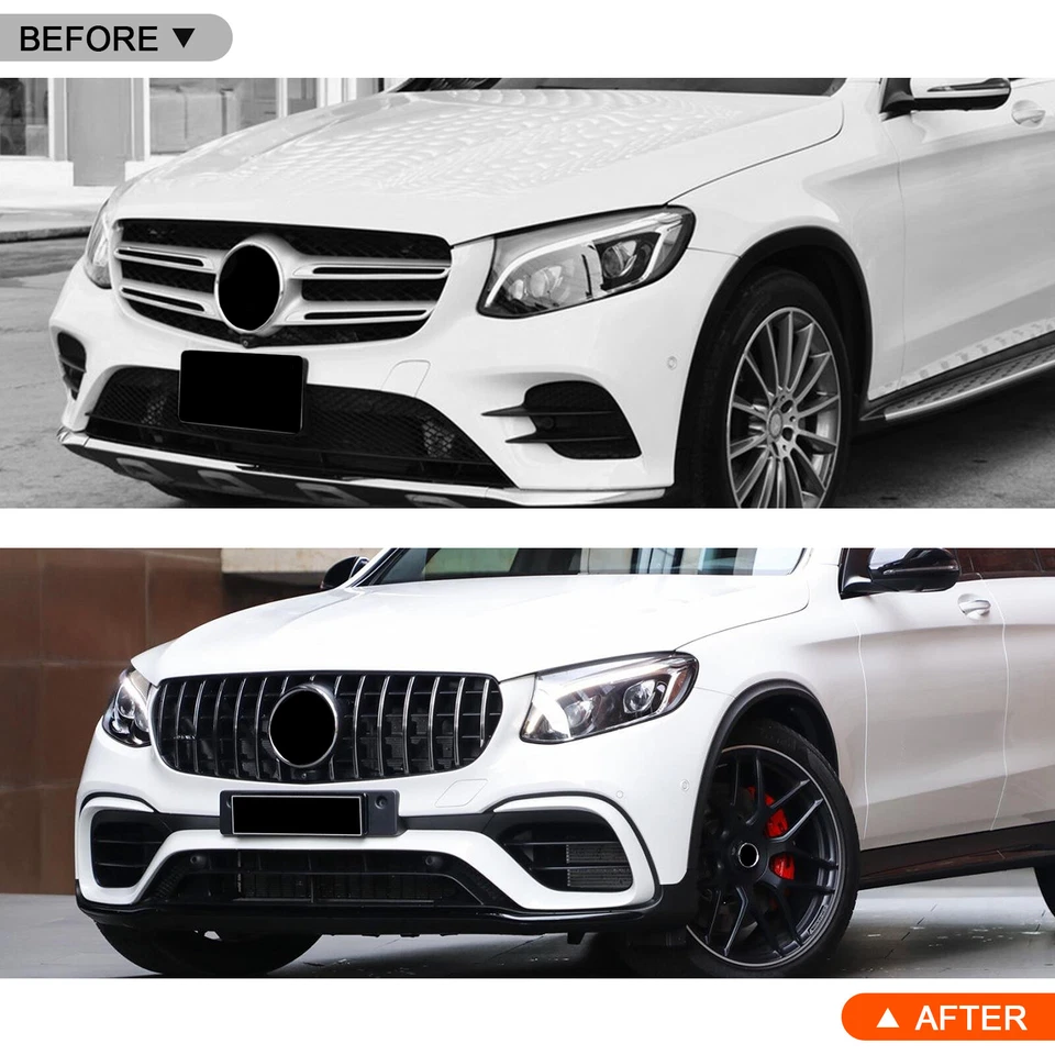 GTR Style Front Grille For Mercedes Benz GLC W/X253 GLC300 GLC350 2015-19 Black — 第 3/4 张图片