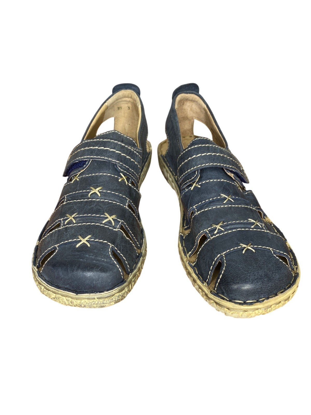 Josef Seibel Blue Leather Fisherman Sandals Size 6 / 37 Comfortable casual