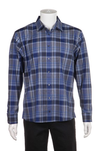 Blue Checked Dress Shirt Casual 