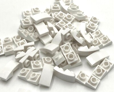 Lego 50 New White Slope Curved 2 x 1 x 2/3 Inverted Sloped Pieces