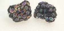 Vintage Swank Peacock LAVA Rock Blue Green Rhinestone Silver Tone Cufflink Set