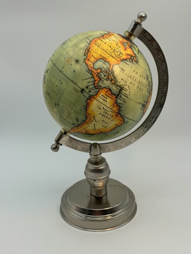 Vintage Desktop Globe Silver Tone - Picture 4 of 17