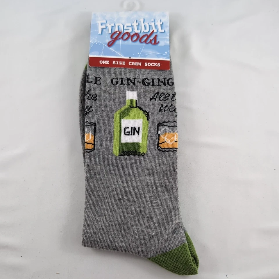 Frostbit Goods Gin Gingle All The Way Novelty Crew Sock Adult One Size New A44 Foto 2 de 4