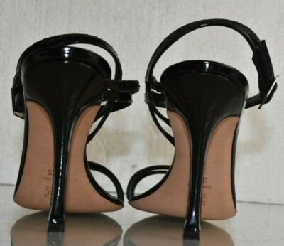 Sandales à Talons Hauts Manolo Blahnik MASS SNAKE - Cuir Verni Noir Avec Lanières - Taille 39.5 - Neuf Avec Boîte