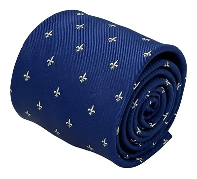 royal blue tie with fleur de lis (lys) design by Frederick Thomas