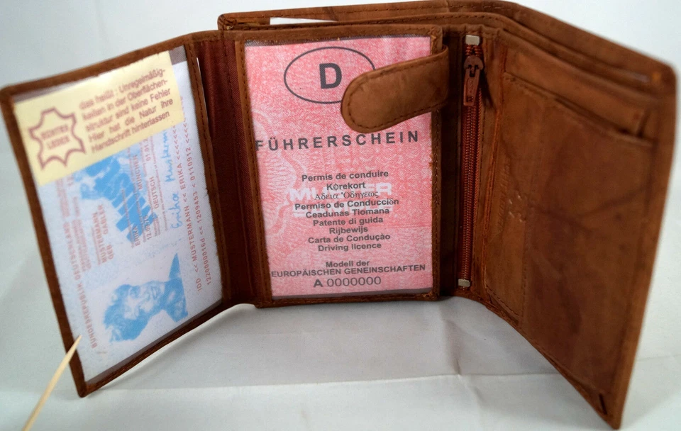 Geldbörse Portemonnaie Brieftasche Geldbeutel Echt Leder Braun Klassisch Weich - Bild 3 von 4