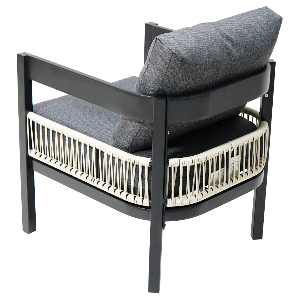 Multi-person Outdoor Iron Sofa Set with A Table, Rattan Decoration, Waterproof