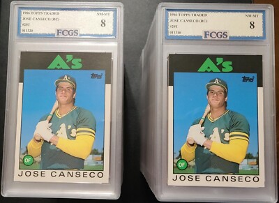 1986 Topps Jose Canseco RC #20T Graded FCGS 8 NM-MT