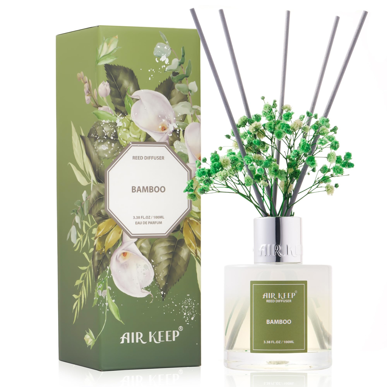 Reed Diffuser Set3.38 Fl Oz 100 Ml Bamboo Oil Diffusers With 8 Reed Stickshome-image