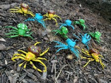 12 Spiders 3" Asst. Fake Hard Clay Metal Legs Decoration Party Gag Spider Crafts