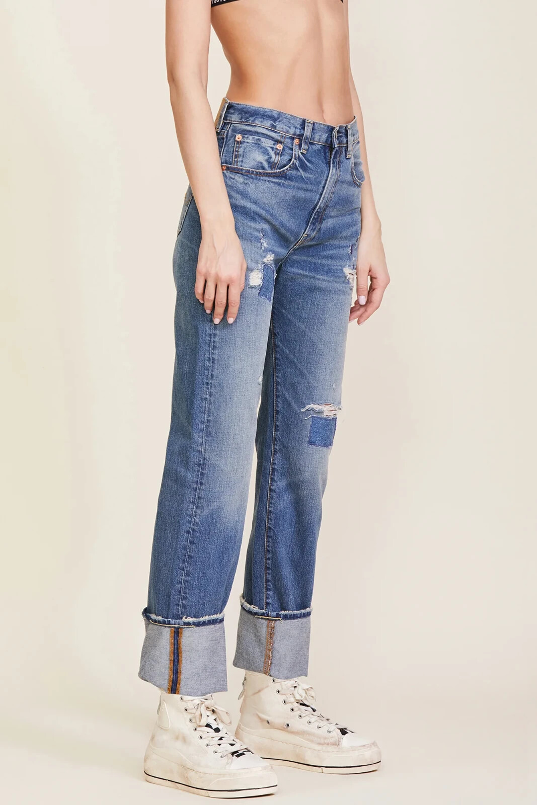 Denimist x Free People Sophie Cuffed Straight Jeans in Indigo Size 26 RRP $325 image 3