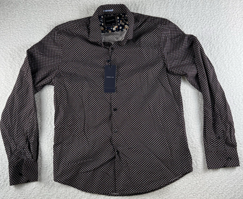 Porter and Ash Herren Hemd Blumenmuster Knopfleiste Langarm Medium Neu mit Etikett