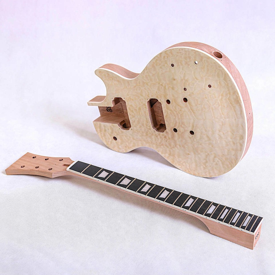 Coban Guitars Electric Guitar DIY Kit LP790 Set in Neck Quilted Maple ...