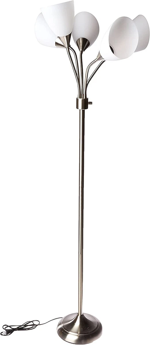 Adesso 7205 22 Multi White Shade Floor Lamp Adjustable Gooseneck Arms Silver