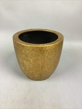 Large Round Gold Planter Flower Pot - 9”H