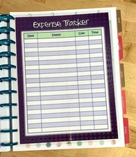 Expense Tracker Two Sided Dashboard for use with the BIG Happy Planner