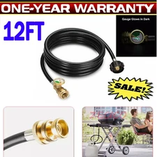 12FT Propane Extension Hose w/Gauge for Propane Tank for Most Propane Applian BB