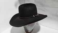 MENS VINTAGE BLACK RODEO KING COWBOY WESTERN PURE FUR FELT HAT SZ 57 MADE USA