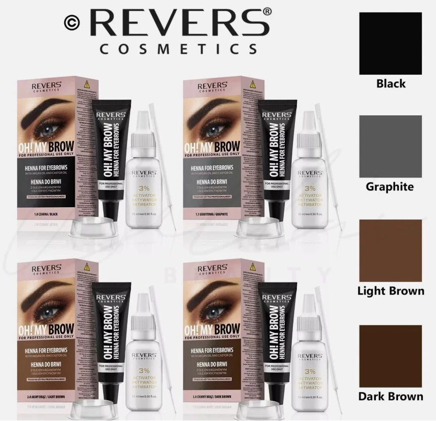 Henna Eyebrow Eyelash Tint Lasting Brow Dye Paint Cream Brown Black Full Kit Set - Image 2 of 4