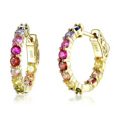 Rainbow earrings, Rainbow hoop earring,Multi color Hoop Earrings, Multi Color,we