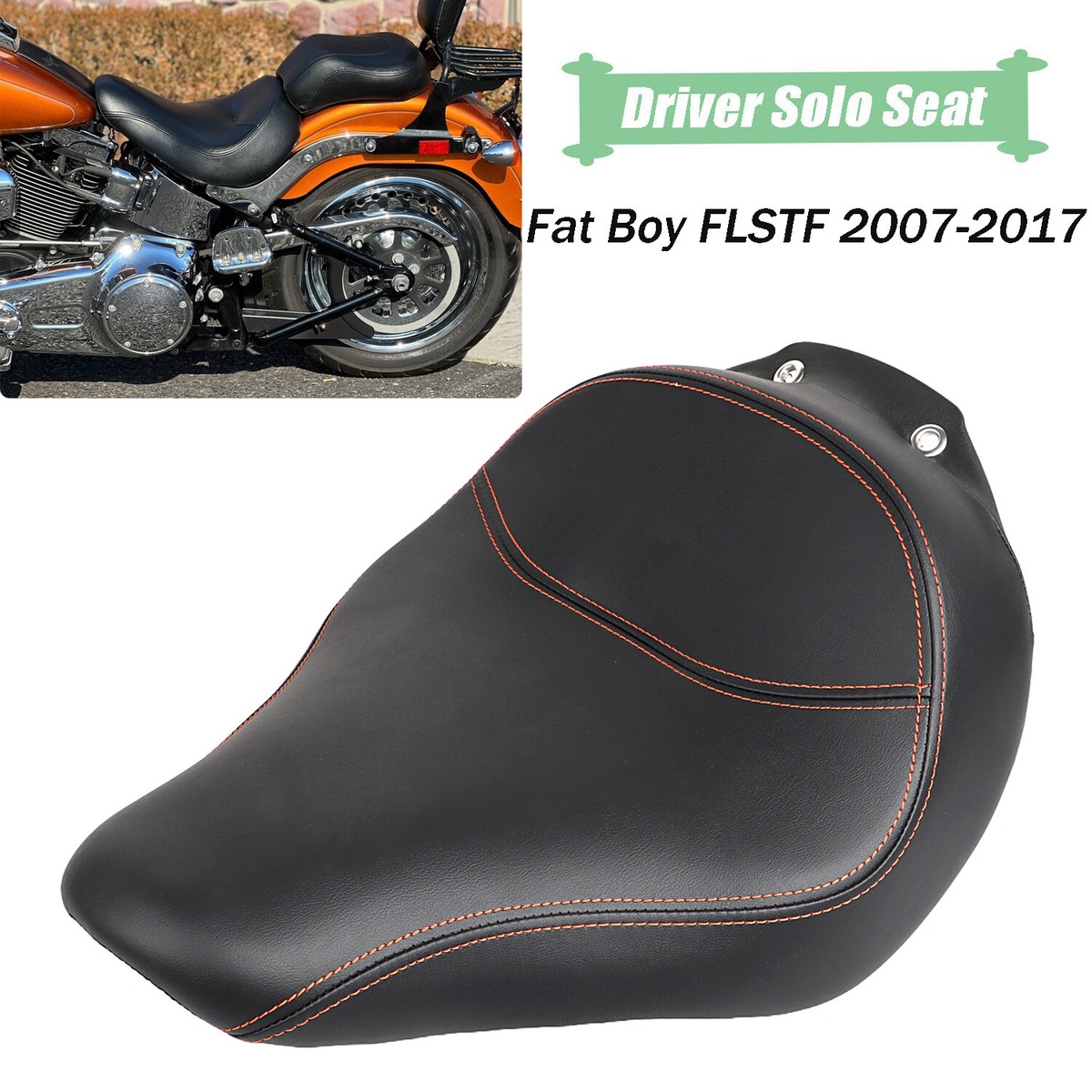 Black Custom Driver Solo Seat For Harley Fat Boy FLSTF SE FLSTF