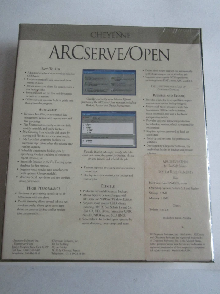 CHEYENNE ARCSERVE OPEN V2.0 FOR SUNSOFT SOLARIS - SO-OP20-B - BRAND NEW - SEALED - Image 3 of 3