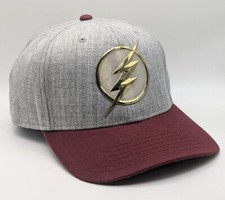 The Flash DC Comics Gray Snapback Hat Red Bill Gold Logo Superhero