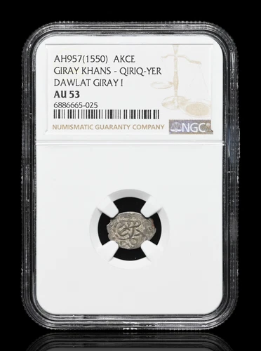 MONGOLIA, Crimean Taters. Dawlat Giray I, AH 957 (1550), Silver Akce, NGC AU53