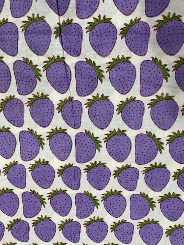 Telas de costura de tela de algodón estampadas a mano florales blancas indias de 25 yardas Foto 4 de 4