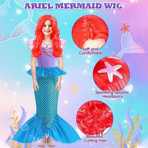 Girls Kids Little Mermaid Ariel Costume Fancy Dress Princess Cosplay Party Gifts - Picture 9 of 15