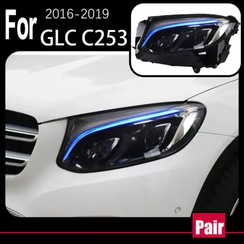 For Benz GLC C253 X253 2016-2019 Front HeadLights DRL Signal Projector Facelift - Picture 19 of 22