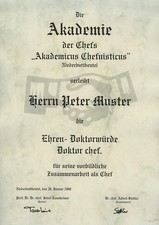 Diplom Urkunde Ehren Doktor Titel Chef