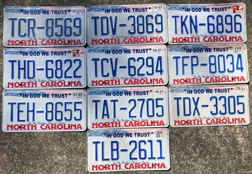 North Carolina In God We Trust license plate lot of ten