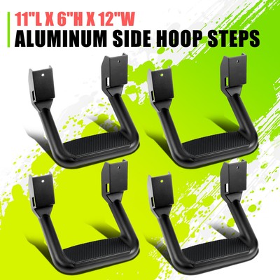 FOR FORD/CHEVY/GMC 4PCS BLACK TOUGH DIE CAST ALUMINUM SIDE ASSIT STEPS/NERF BAR
