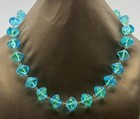 Blue Green Bead Necklace Aqua Teal Statement Costume Jewellery