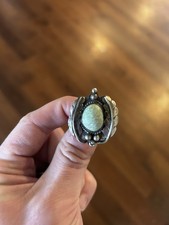 Vintage Sterling 925 Silver Size 5.25 Green Turquoise Navajo Ring