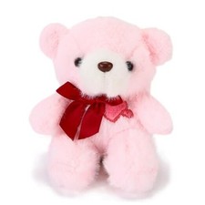 4.7 Inchs Teddy Bear Stuffed Animal with Heart,Bow Tie Embroidered Small Pink