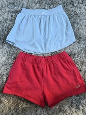 Alo Yoga Match Point Tennis Skirt Blue Accolade Red Sweat Shorts Lot Medium M