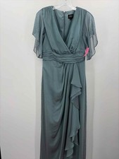 Pre-Owned Adrianna Papell Blue Size 6 Maxi Evening Gown