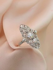 1/2Ct White Round Cut Bezel Set Retro Style Engagement Wedding Ring 925 Silver