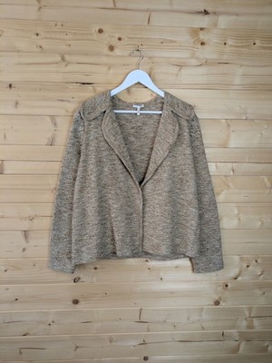 Escada Wool Knit Gold Beige Blazer Jacket Medium Women City Smart Collared 