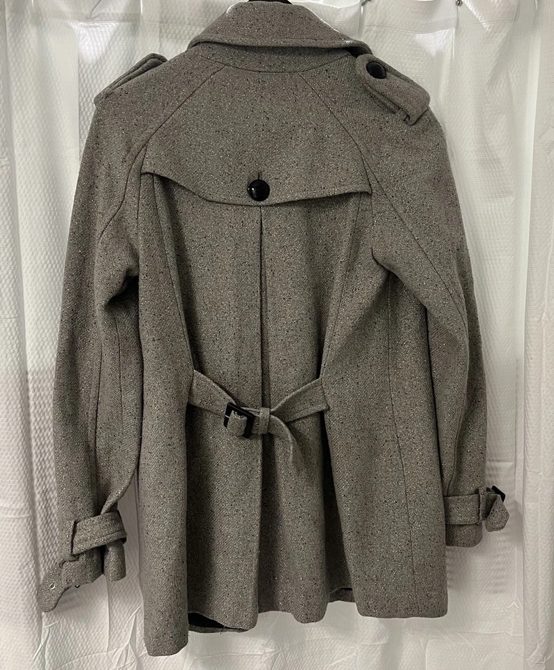 Worthington Jacket Coat Women’s Size M Wool Blend Metallic Lurex Tweed Peacoat - Image 3 of 4