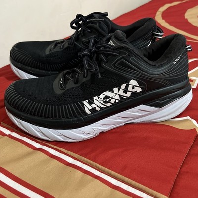 HOKA One One Bondi 7 1110530 BWHT Black White Running Shoes Mens Size 10