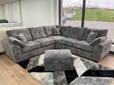 Luna Grand Large Corner Sofa In Charcoal Grey Durable Construction Plush Comfort